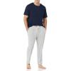 imageAmazon Essentials Mens Cotton Modal TShirt and FullLength Bottom Pajama SetGrey Puffin
