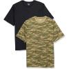 imageAmazon Essentials Mens Cotton RegularFit ShortSleeve Crewneck TShirt Pack of 2BlackCamo Print