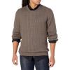 imageAmazon Essentials Mens Crewneck Cable Cotton SweaterBrown Heather