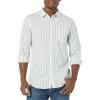 imageAmazon Essentials Mens LongSleeve SlimFit Stretch Poplin ShirtBlue White Stripe