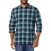 imageAmazon Essentials Mens LongSleeve SlimFit Stretch Poplin ShirtDark Green Navy Medium Plaid