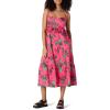 imageAmazon Essentials Womens Fit and Flare Cotton Sateen Empire Waist Midi Ruffle DressHot Pink Red Leafy Floral