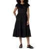 imageAmazon Essentials Womens RelaxedFit Cotton Sateen Crewneck Tiered Midi DressBlack