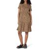 imageAmazon Essentials Womens ShortSleeve Crewneck Tiered DressDark Camel Leopard