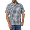 imageAmazon Essentials mens Shortsleeve Regularfit Stretch Poplin ShirtNavy White Gingham