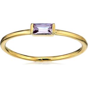 imageAmazon Essentials 18K Yellow Gold Plated Sterling Silver Cubic Zirconia Fashion Stackable Ring previously Amazon CollectionAmethyst Purple February
