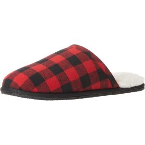 imageAmazon Essentials Cozy Slippers House Shoes for MenBlack Red Buffalo Check