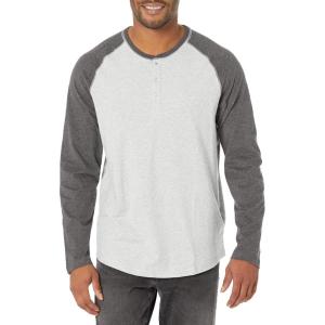 imageAmazon Essentials Long Sleeve Shirt for Men RegularFit Henley Available in Big ampamp TallCharcoal Light Grey Heather