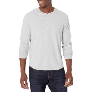 imageAmazon Essentials Long Sleeve Shirt for Men RegularFit Henley Available in Big ampamp TallLight Grey Heather