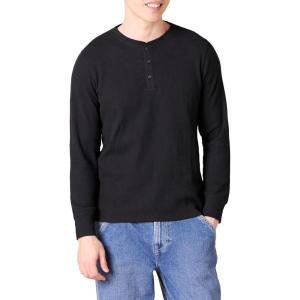 imageAmazon Essentials Long Sleeve Waffle Henley Shirts for Men SlimFitBlack
