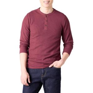 imageAmazon Essentials Long Sleeve Waffle Henley Shirts for Men SlimFitBurgundy