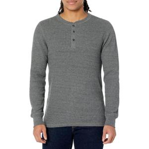 imageAmazon Essentials Long Sleeve Waffle Henley Shirts for Men SlimFitCharcoal