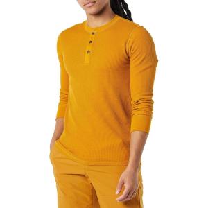 imageAmazon Essentials Long Sleeve Waffle Henley Shirts for Men SlimFitGold