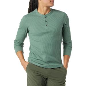 imageAmazon Essentials Long Sleeve Waffle Henley Shirts for Men SlimFitGreen