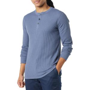 imageAmazon Essentials Long Sleeve Waffle Henley Shirts for Men SlimFitIndigo