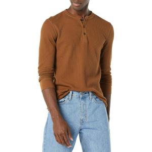 imageAmazon Essentials Long Sleeve Waffle Henley Shirts for Men SlimFitLight Brown