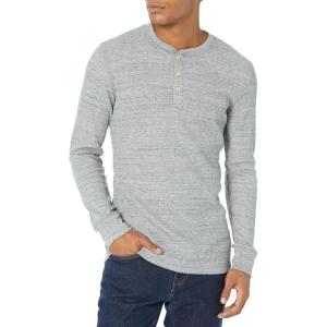 imageAmazon Essentials Long Sleeve Waffle Henley Shirts for Men SlimFitLight Grey Heather