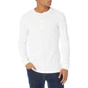 imageAmazon Essentials Long Sleeve Waffle Henley Shirts for Men SlimFitWhite