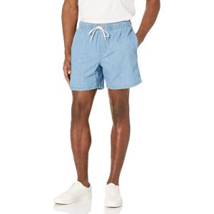 imageAmazon Essentials Mens 6quot Inseam Drawstring ShortLight Wash Chambray