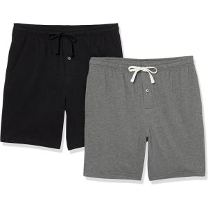 imageAmazon Essentials Mens 7quot Cotton Knit Pajama Shorts Pack of 2BlackCharcoal Heather