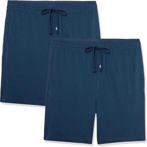 imageAmazon Essentials Mens 7quot Cotton Knit Pajama Shorts Pack of 2Indigo