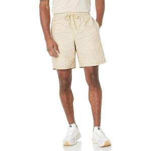 imageAmazon Essentials Mens 8quot Inseam RelaxedFit Drawstring Walk Shorts Available in Plus SizeKhaki Brown White Stripe