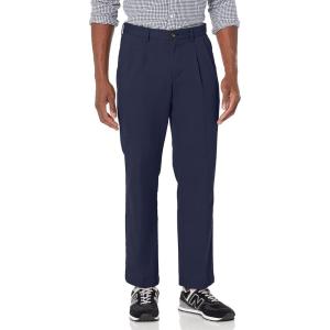 imageAmazon Essentials Mens ClassicFit WrinkleResistant Pleated Chino Pant Available in Big ampamp TallNavy