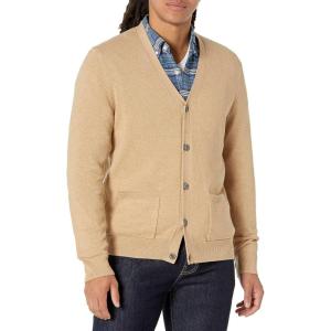 imageAmazon Essentials Mens Cotton Cardigan SweaterCamel Heather