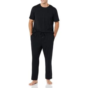 imageAmazon Essentials Mens Cotton Modal TShirt and FullLength Bottom Pajama SetBlack
