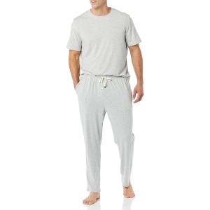 imageAmazon Essentials Mens Cotton Modal TShirt and FullLength Bottom Pajama SetGrey Heather