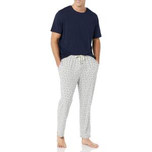 imageAmazon Essentials Mens Cotton Modal TShirt and FullLength Bottom Pajama SetGrey Puffin