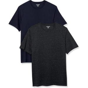 imageAmazon Essentials Mens Cotton RegularFit ShortSleeve Crewneck TShirt Pack of 2Charcoal HeatherNavy