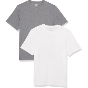 imageAmazon Essentials Mens Cotton RegularFit ShortSleeve Crewneck TShirt Pack of 2Grey HeatherWhite