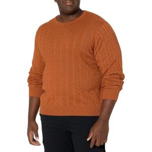 imageAmazon Essentials Mens Crewneck Cable Cotton SweaterRust