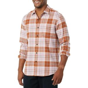 imageAmazon Essentials Mens Flannel Shirts Long Sleeve SlimFit Button Down PlaidBrown Lilac Plaid
