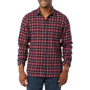 imageAmazon Essentials Mens Flannel Shirts Long Sleeve SlimFit Button Down PlaidDark Red Plaid