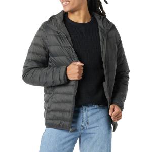 imageAmazon Essentials Mens Lightweight WaterResistant Packable Hooded Puffer JacketDark Grey