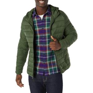 imageAmazon Essentials Mens Lightweight WaterResistant Packable Hooded Puffer JacketDark Olive