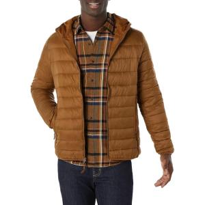 imageAmazon Essentials Mens Lightweight WaterResistant Packable Hooded Puffer JacketLight Brown