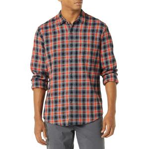 imageAmazon Essentials Mens LongSleeve Flannel Shirt  Discontinued ColorsBlack Orange Plaid