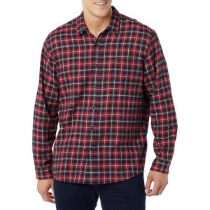 imageAmazon Essentials Mens LongSleeve Flannel Shirt  Discontinued ColorsDark Red Plaid