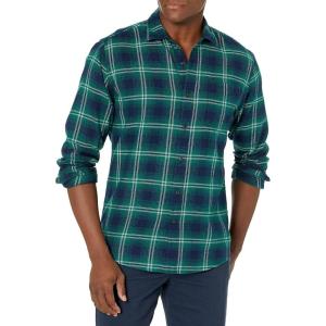 imageAmazon Essentials Mens LongSleeve Flannel Shirt  Discontinued ColorsGreen Navy Ombre Plaid