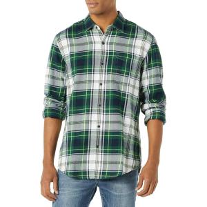 imageAmazon Essentials Mens LongSleeve Flannel Shirt  Discontinued ColorsGreen White Plaid