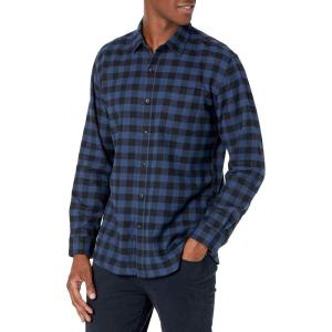 imageAmazon Essentials Mens LongSleeve Flannel Shirt Available in Big ampamp TallBlack Blue Buffalo Plaid