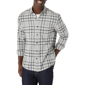 imageAmazon Essentials Mens LongSleeve Flannel Shirt Available in Big ampamp TallBlack Light Grey Plaid