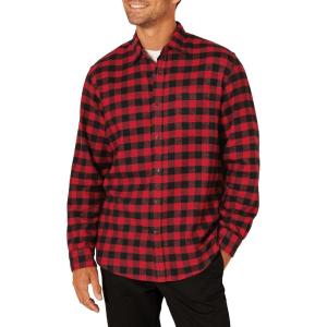 imageAmazon Essentials Mens LongSleeve Flannel Shirt Available in Big ampamp TallBlack Red Buffalo Plaid