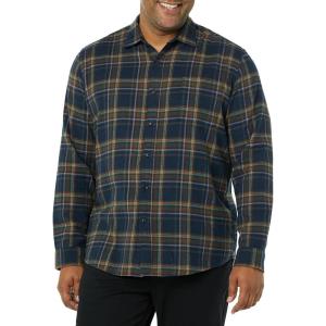 imageAmazon Essentials Mens LongSleeve Flannel Shirt Available in Big ampamp TallBrown Dark Navy Plaid