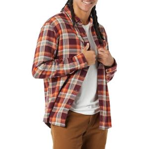 imageAmazon Essentials Mens LongSleeve Flannel Shirt Available in Big ampamp TallBurgundy Orange Plaid