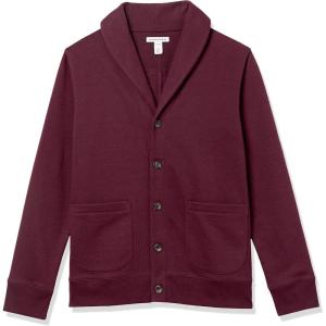 imageAmazon Essentials Mens LongSleeve Fleece ShawlCollar CardiganBurgundy