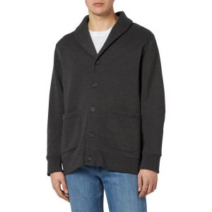 imageAmazon Essentials Mens LongSleeve Fleece ShawlCollar CardiganCharcoal Heather
